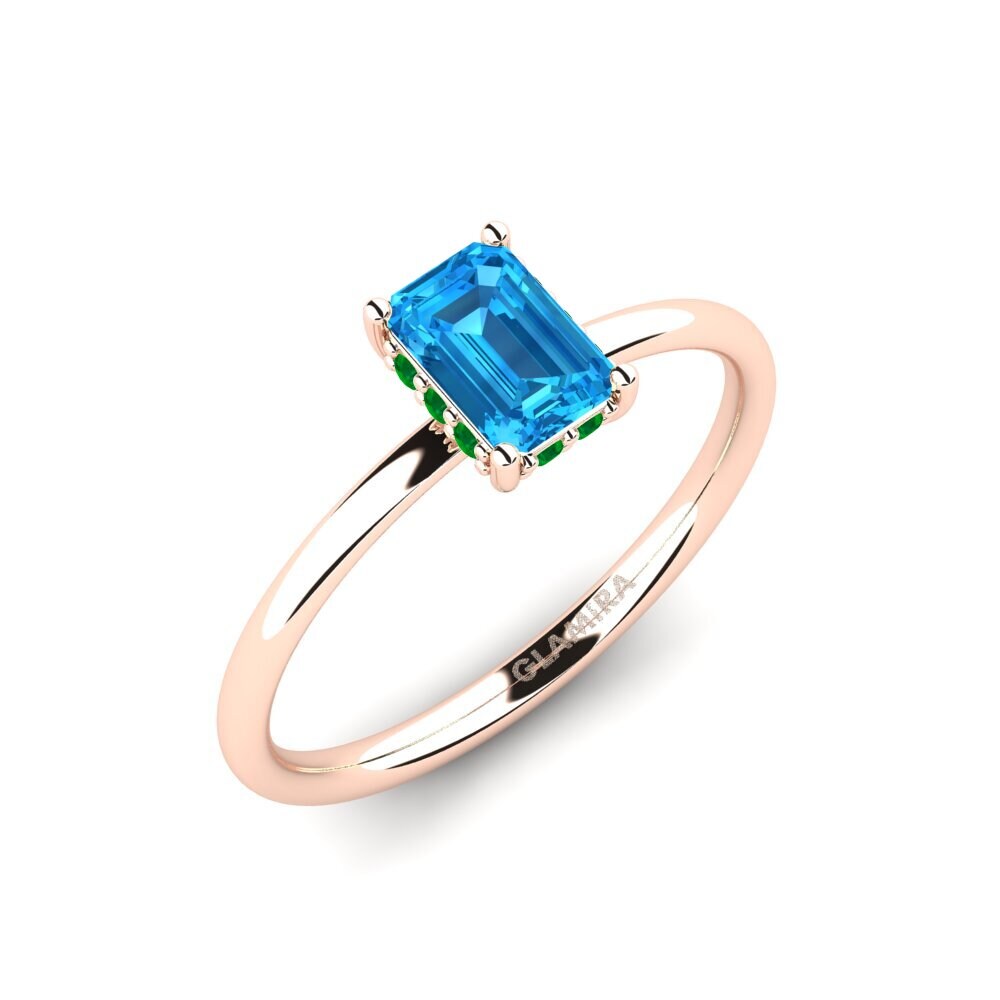 Buy Carat Emerald Cut cut 14ct Rose Gold Blue Topaz