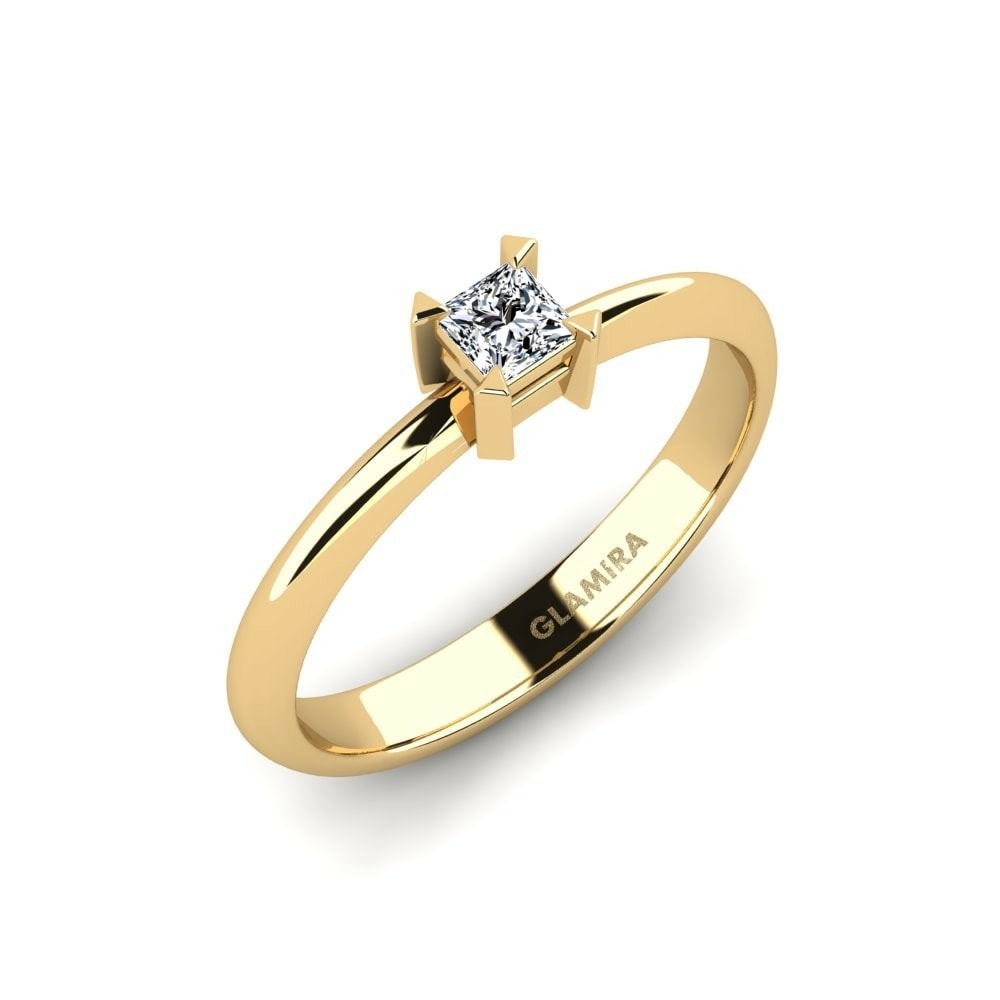 Classic Solitaire Engagement Rings Zembi 585 Yellow Gold Swarovski Crystal