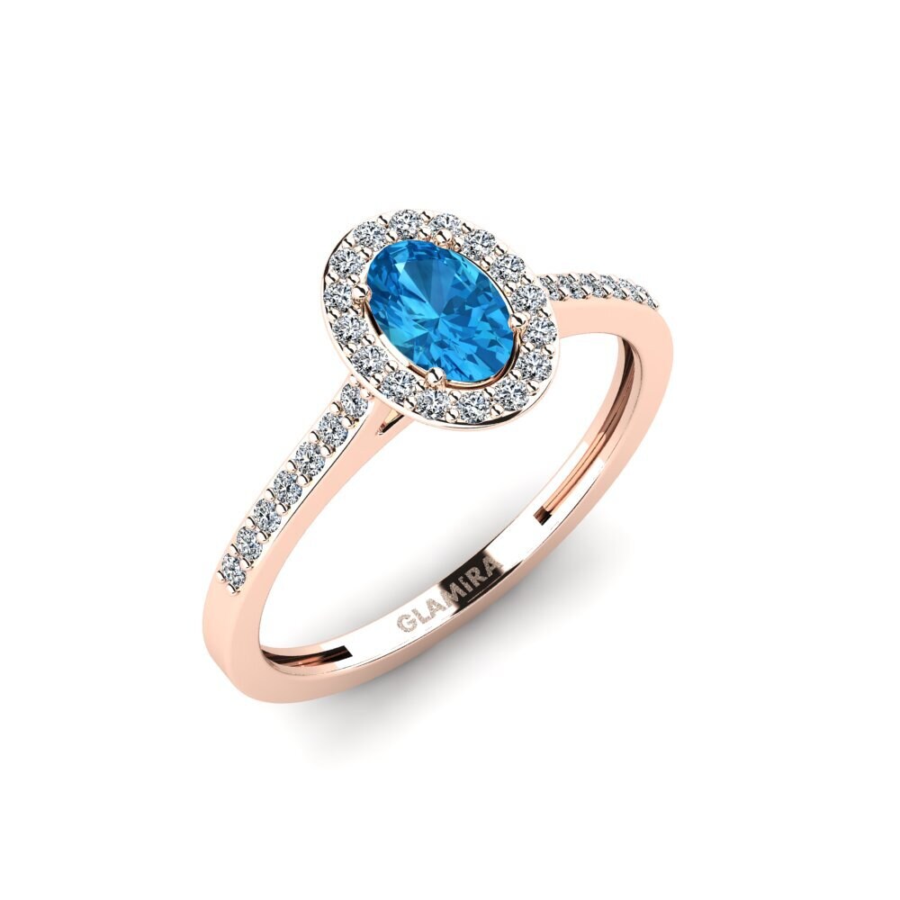 14ct Rose Gold Blue Topaz Engagement Ring Zonel