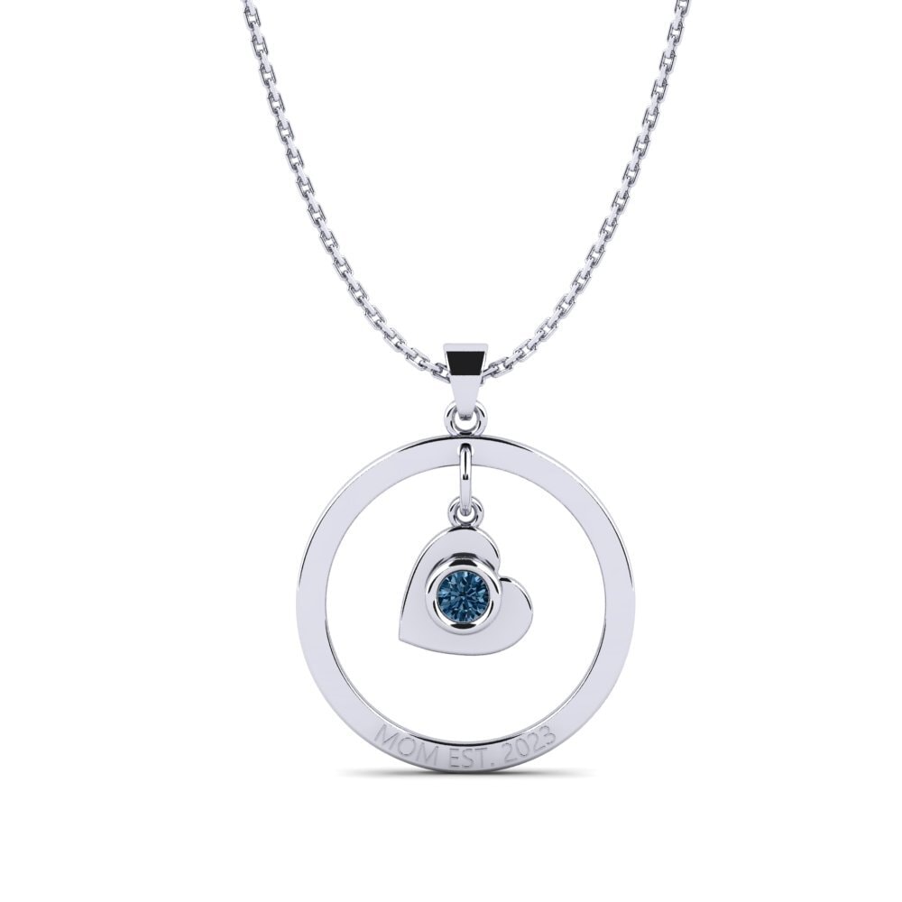 Weißgold 375 Blauer Diamant Damen anhänger Defla