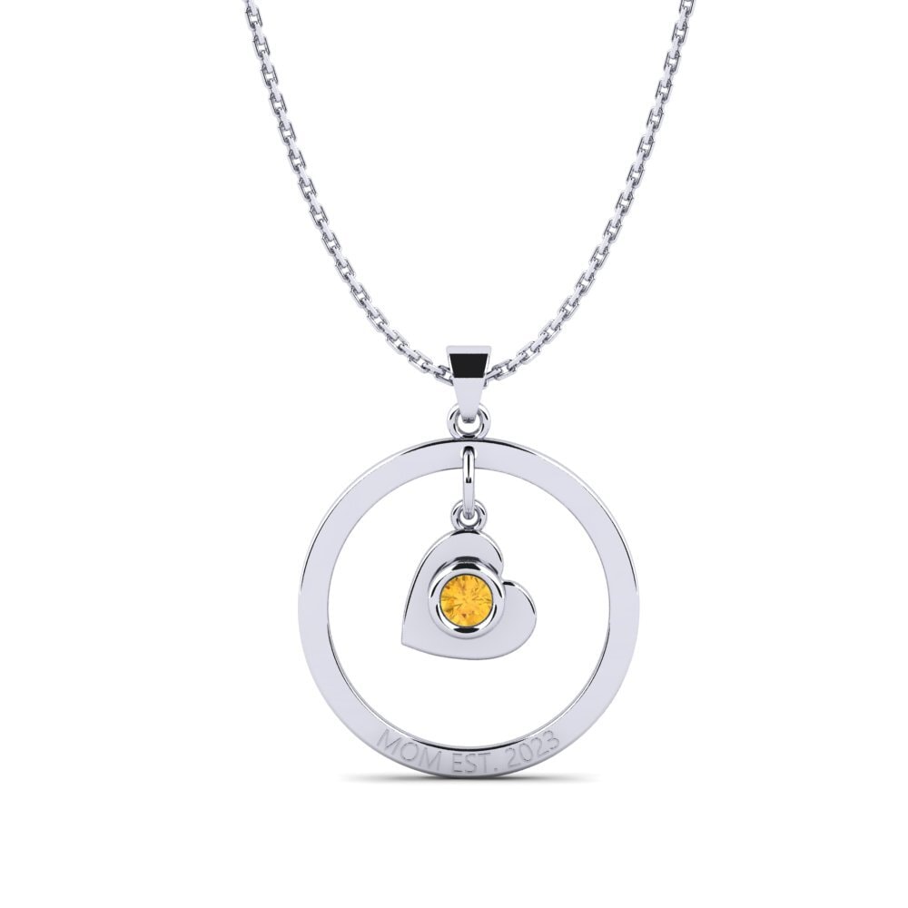14k Oro Blanco Citrino Colgante de Mujer Defla