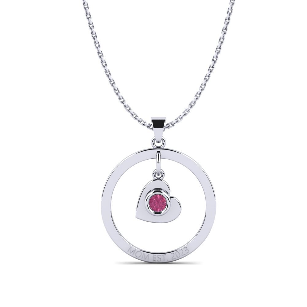 Plata 925 Turmalina rosa Colgante de Mujer Defla
