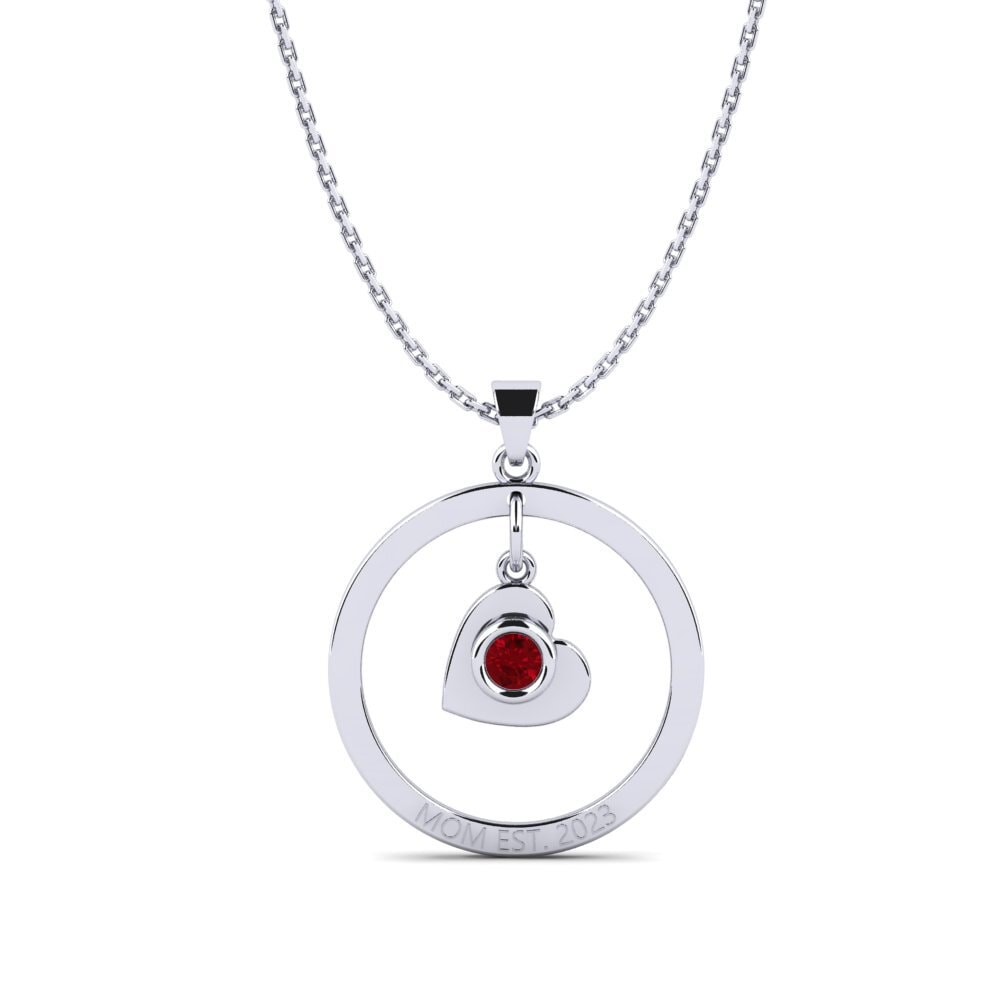 Weißgold 750 Roter Zirkonia Damen anhänger Defla