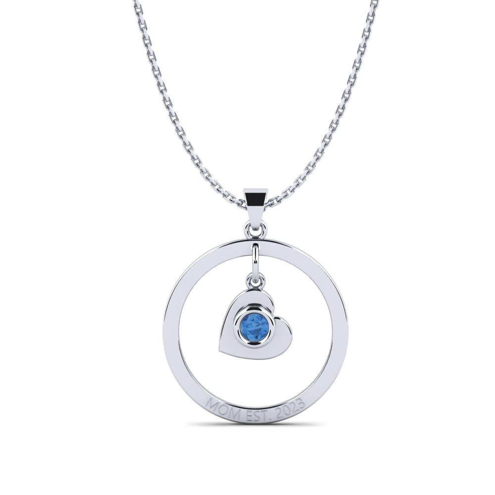 Weißgold 375 Dunkelblauer Zirkonia Damen anhänger Defla