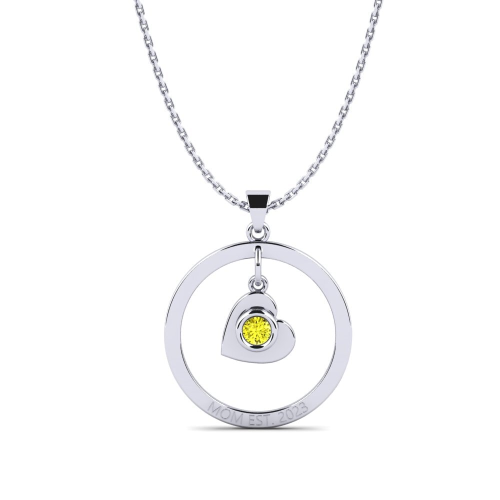 Weißgold 375 Gelber Diamant Damen anhänger Defla
