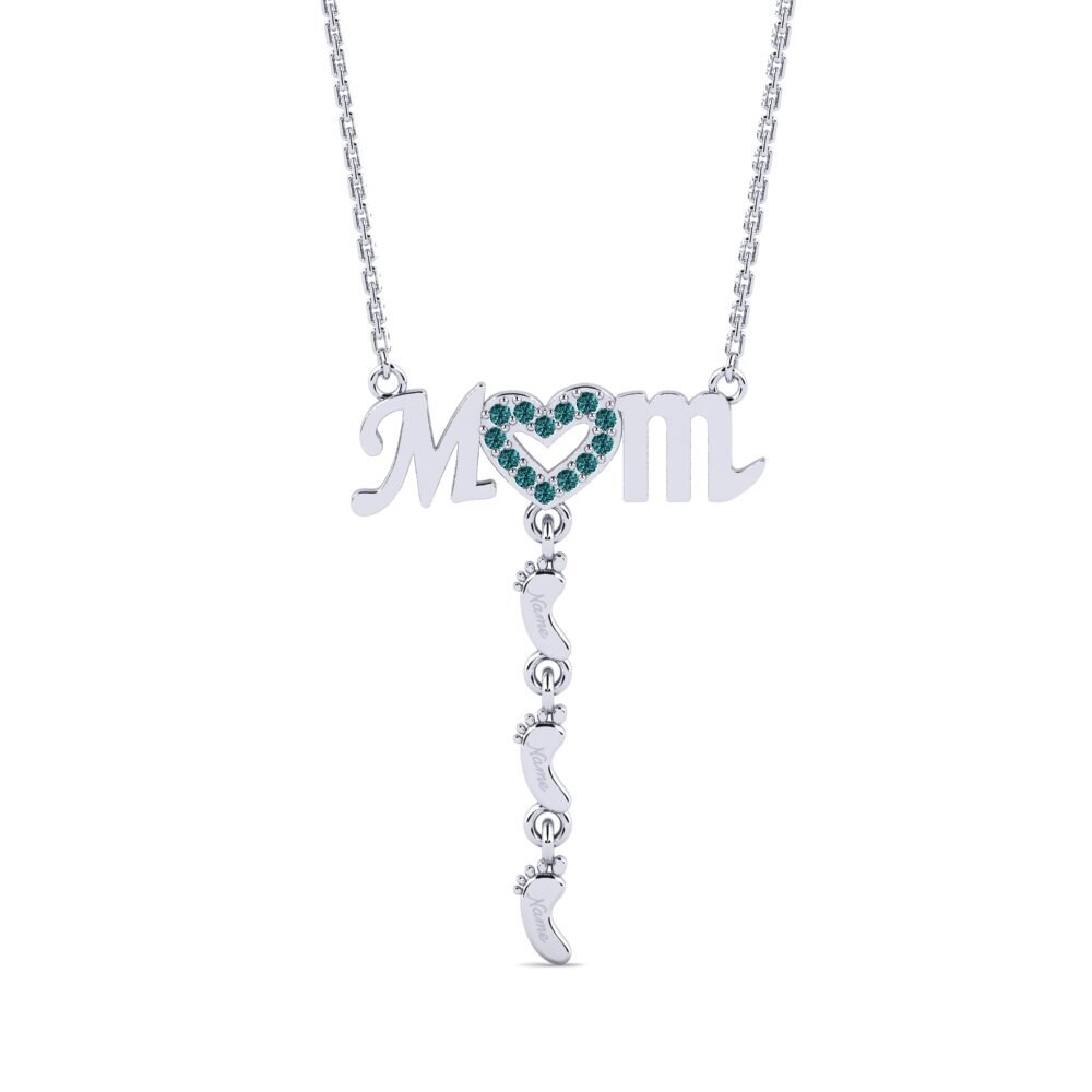 Weißgold 375 Blauer Diamant Damen halskette Latige