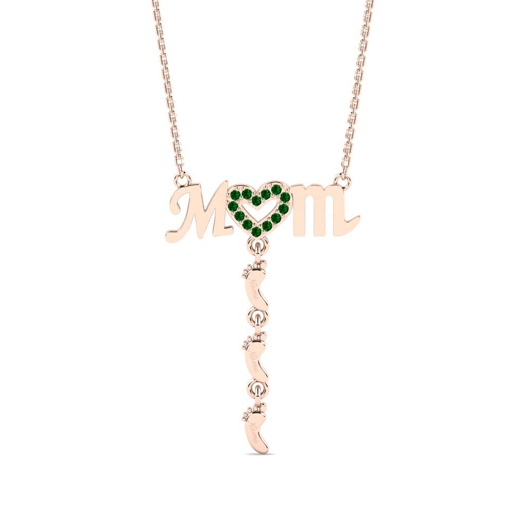 Rotgold 585 Grüner Zirkonia Damen halskette Latige