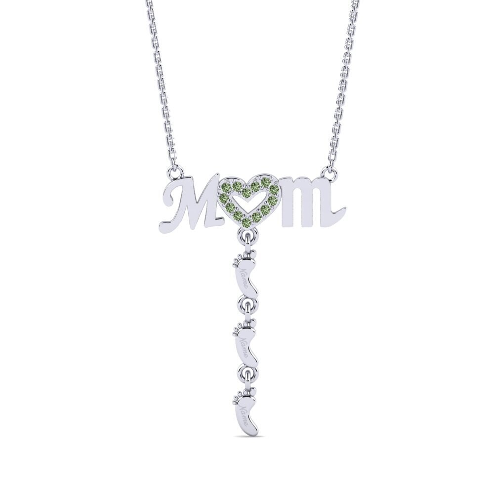 Weißgold 375 Grüner Diamant Damen halskette Latige