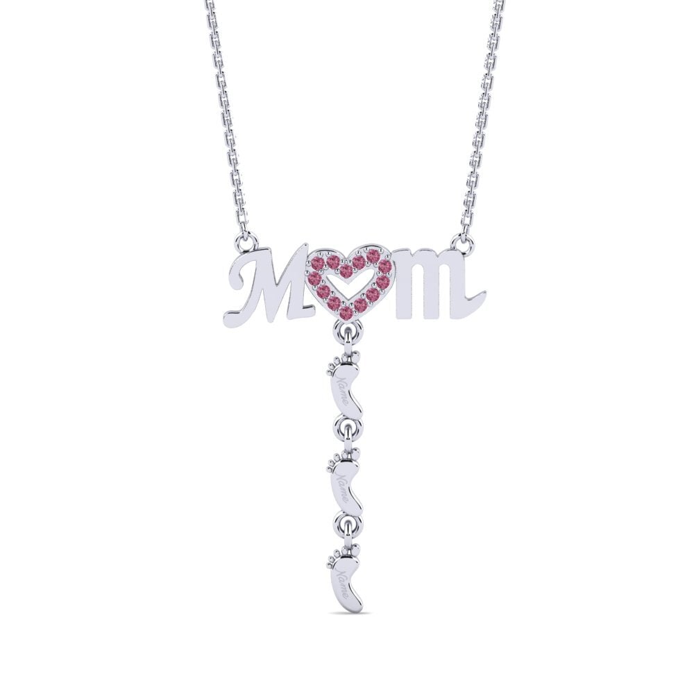 950 Platin Rhodolit-Granat Damen halskette Latige
