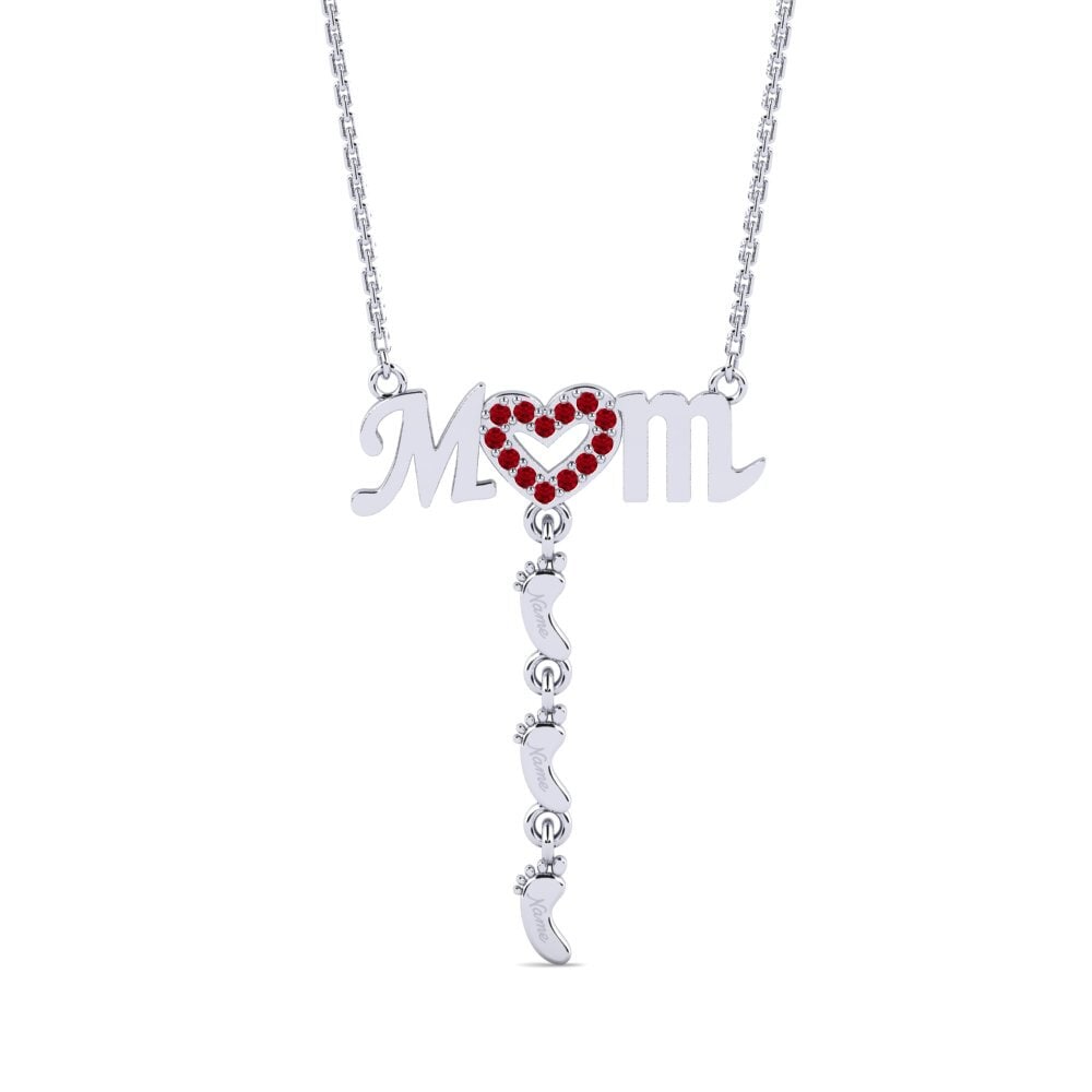 Weißgold 750 Roter Zirkonia Damen halskette Latige