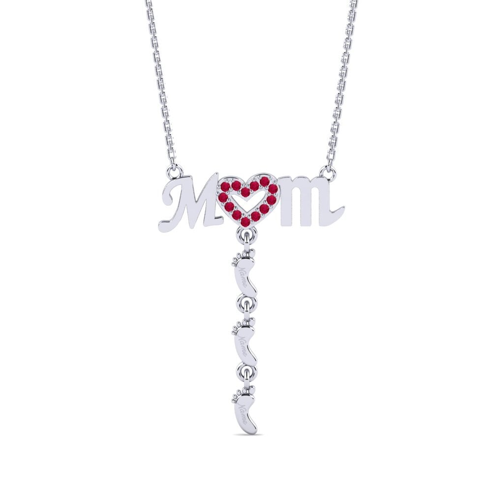 950 Palladium Rubin Damen halskette Latige