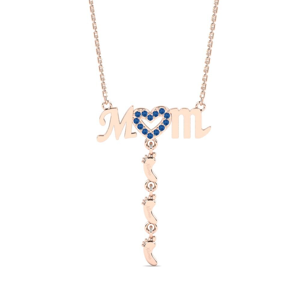 Rotgold 585 Dunkelblauer Zirkonia Damen halskette Latige