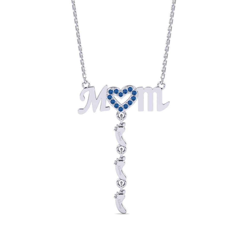 Weißgold 375 Dunkelblauer Zirkonia Damen halskette Latige