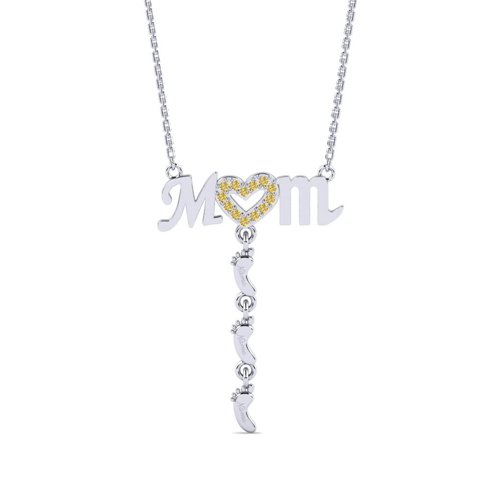 Weißgold 375 Gelber Diamant Damen halskette Latige