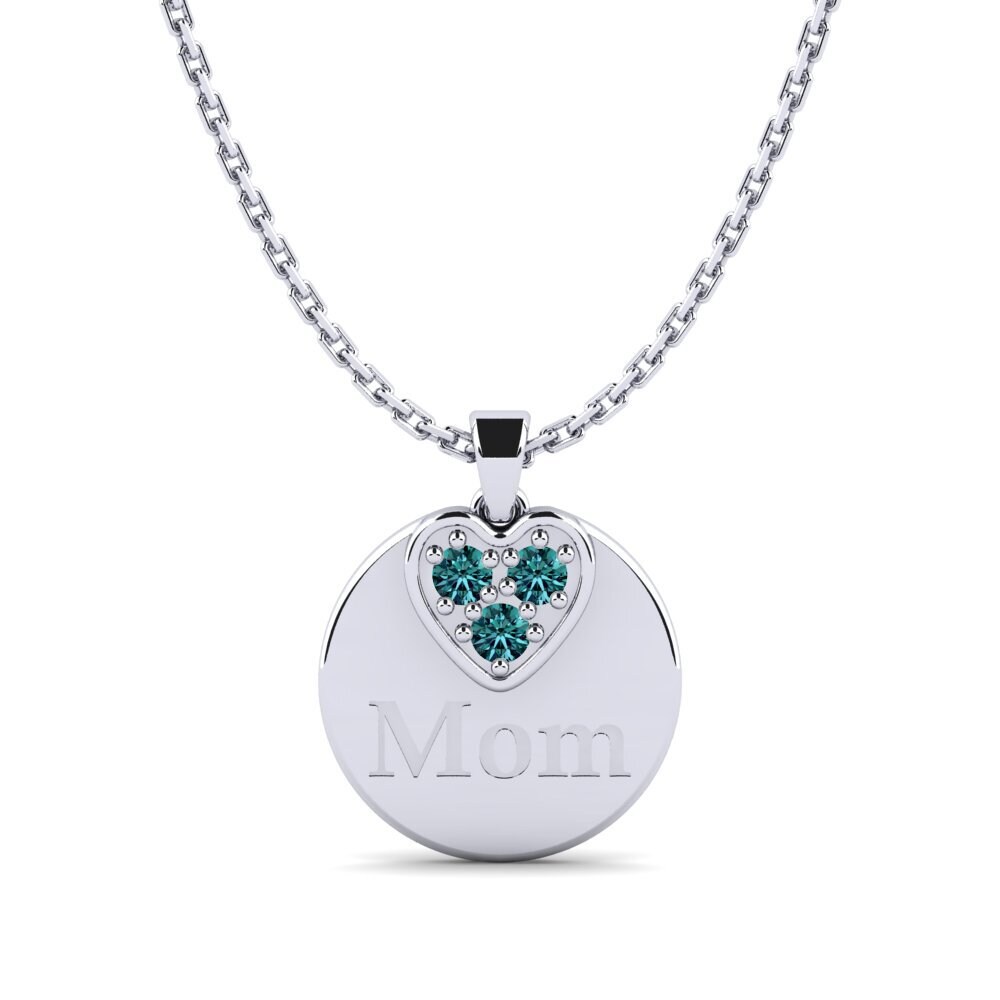 Weißgold 375 Blauer Diamant Damen anhänger Omma