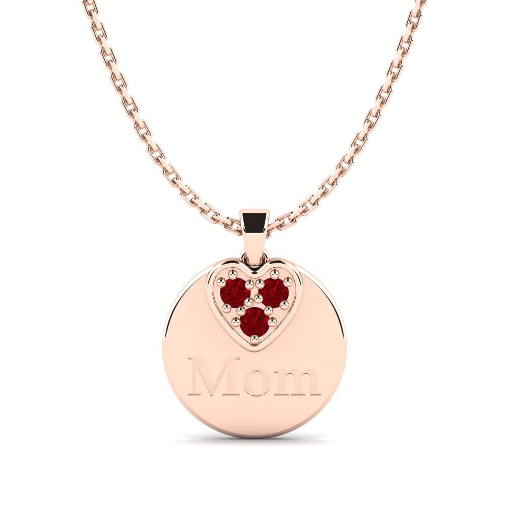 Rotgold 585 Roter Zirkonia Damen anhänger Omma