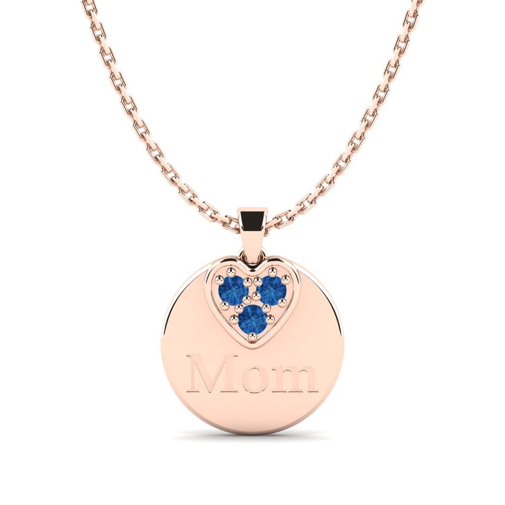 Rotgold 585 Dunkelblauer Zirkonia Damen anhänger Omma