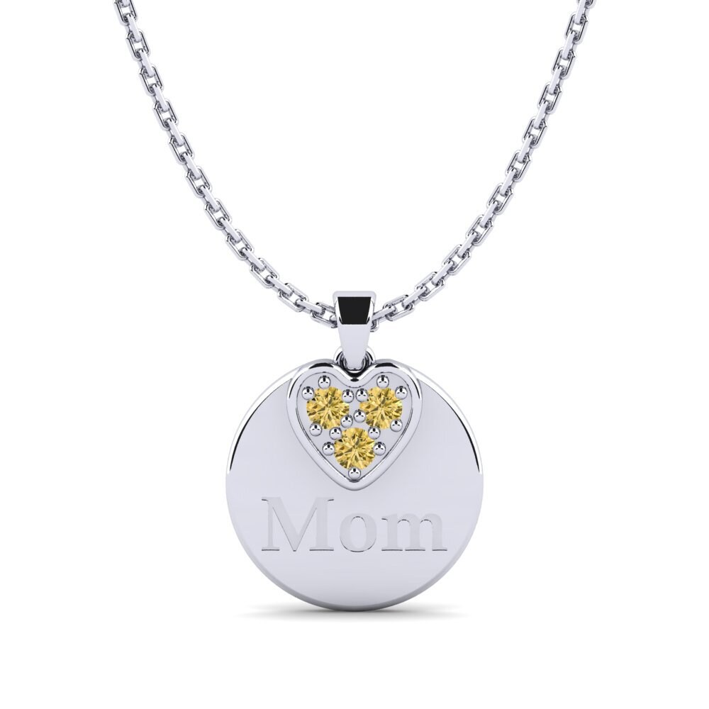 Weiß-Silber Gelber Diamant Damen anhänger Omma