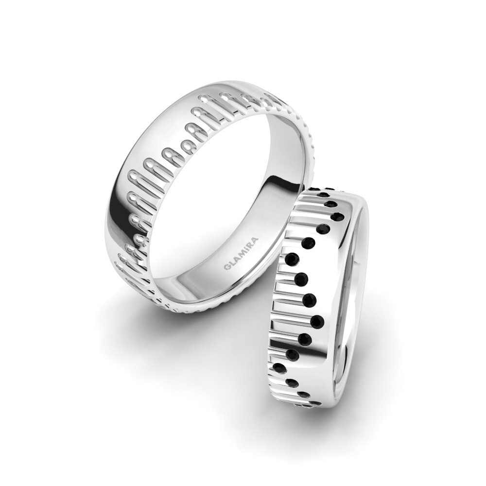 9ct White Gold Black Sapphire Wedding Ring Captivating Dimension 6 mm