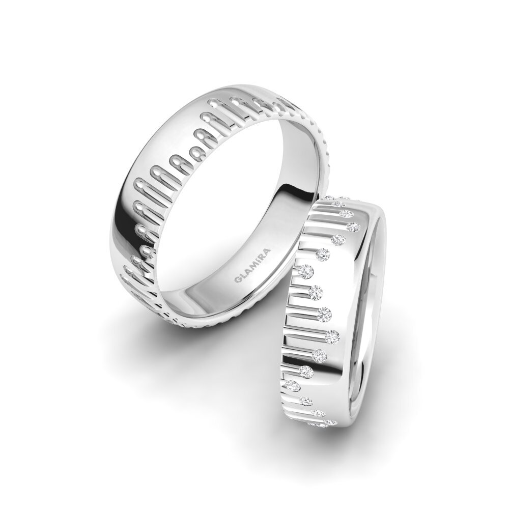 9ct White Gold White sapphire Wedding Ring Captivating Dimension 6 mm