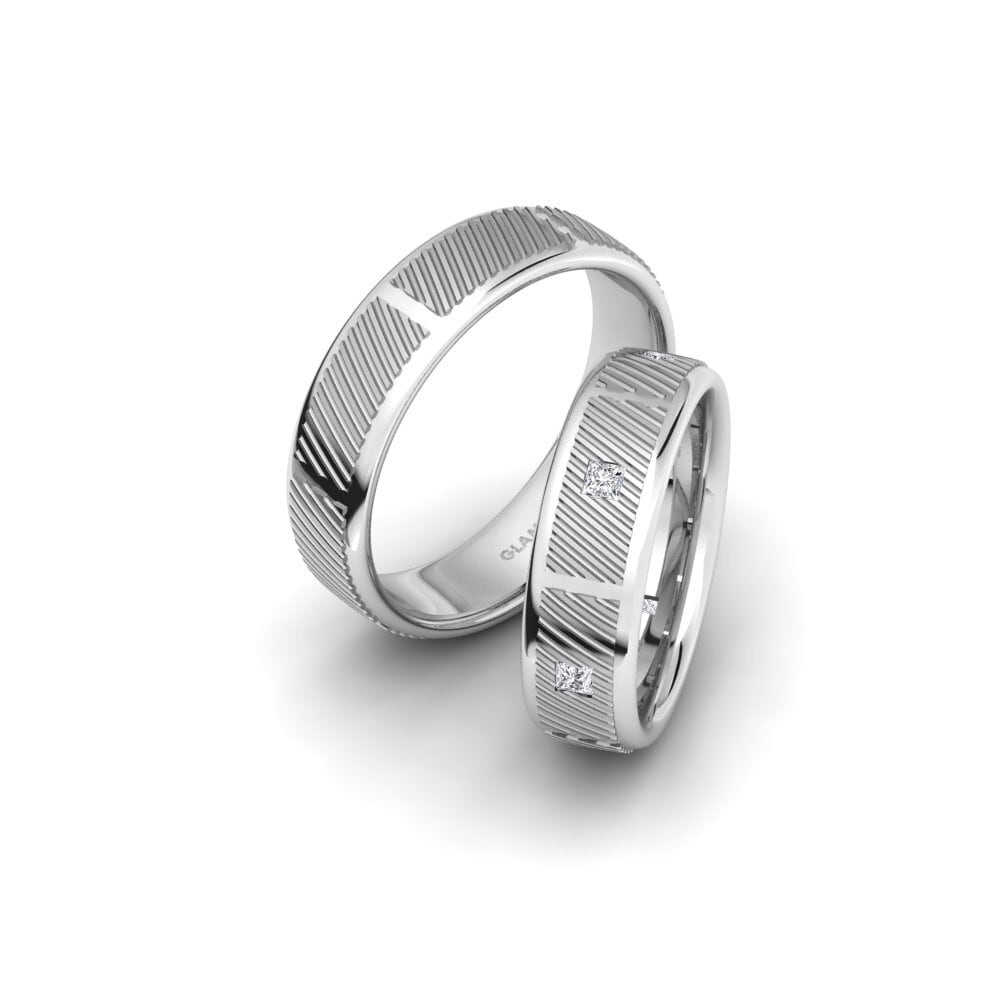 White Silver Diamond Wedding Ring Captivating Glory 6 mm