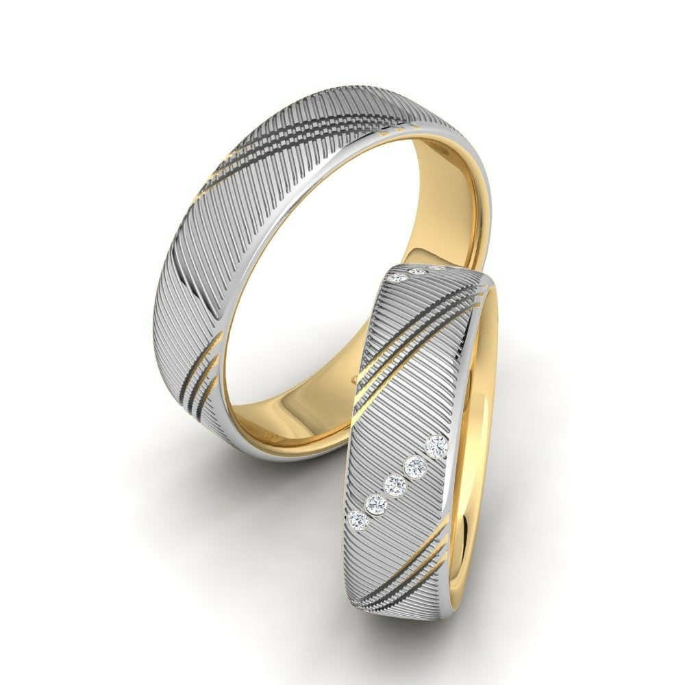 9k White & Yellow Gold Wedding Ring Captivating Stream 6 mm