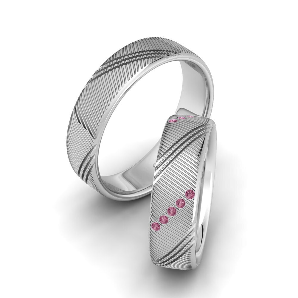 Rhodolite Garnet Wedding Ring Captivating Stream 6 mm