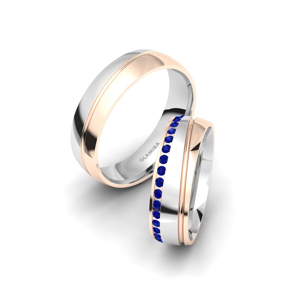 9k Oro Blanco & Rosa Zafiro Anillo de boda Cute Spirit 6 mm
