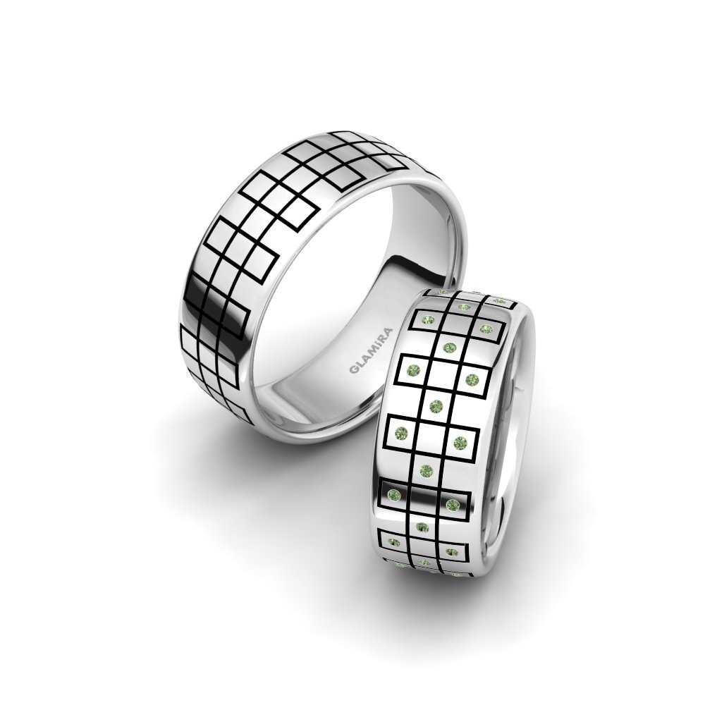 Green Diamond Wedding Ring Glamorous Balance 8 mm