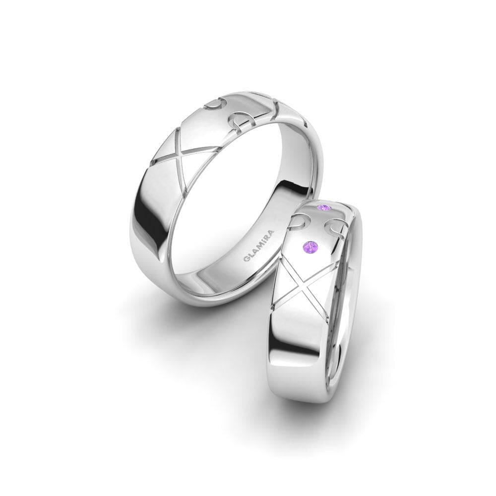 紫水晶 結婚戒指 Glamorous Line 6 mm
