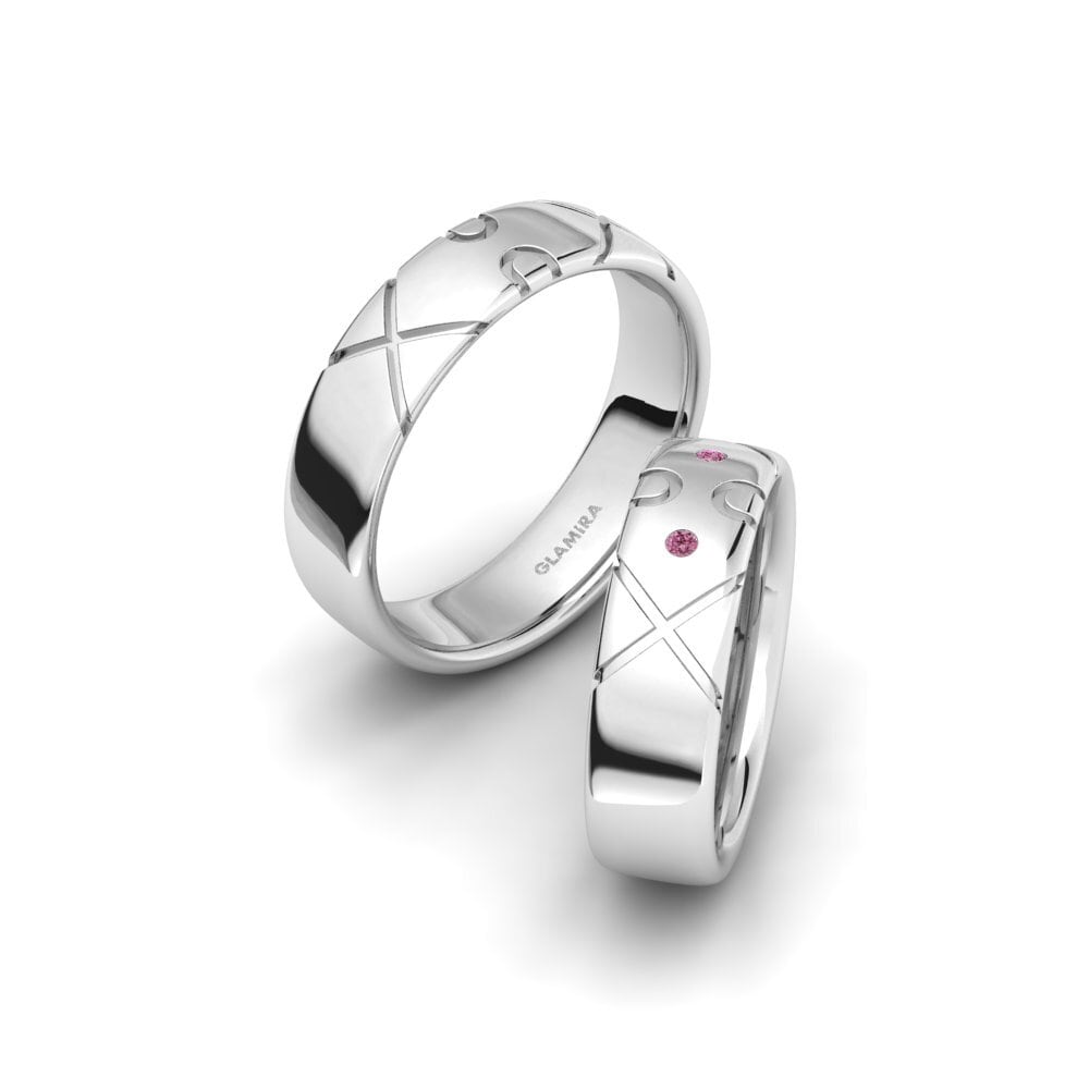 Rhodolite Garnet Wedding Ring Glamorous Line 6 mm