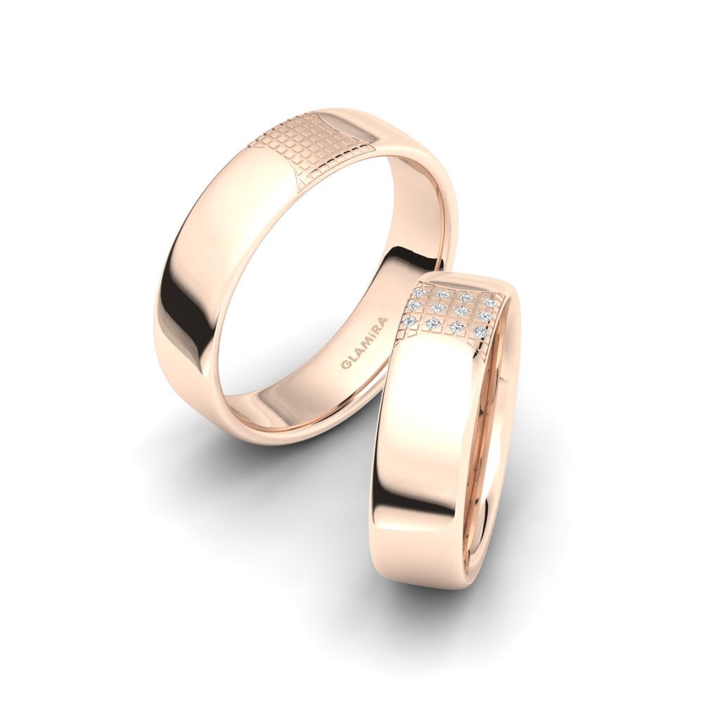 14k Oro Rosa Anillo de boda Glamorous Meeting 6 mm