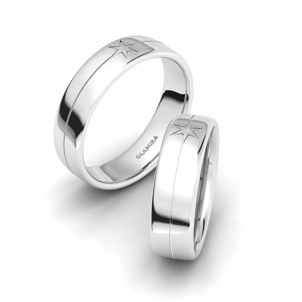 White sapphire Wedding Ring Glamorous Road 6 mm