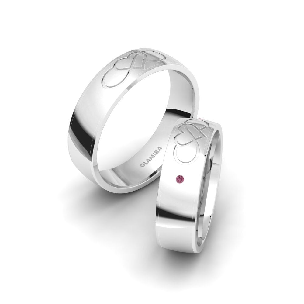 18ct White Gold Rhodolite Garnet Wedding Ring Glamorous Shine 6 mm