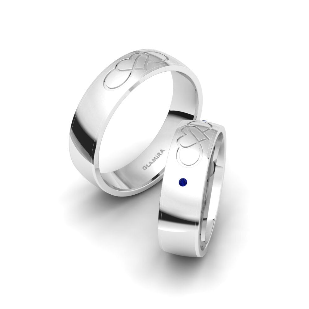 18ct White Gold Sapphire Wedding Ring Glamorous Shine 6 mm