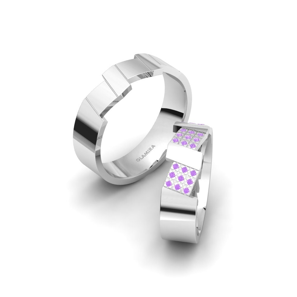 紫水晶 結婚戒指 Glamorous Shiny 6 mm