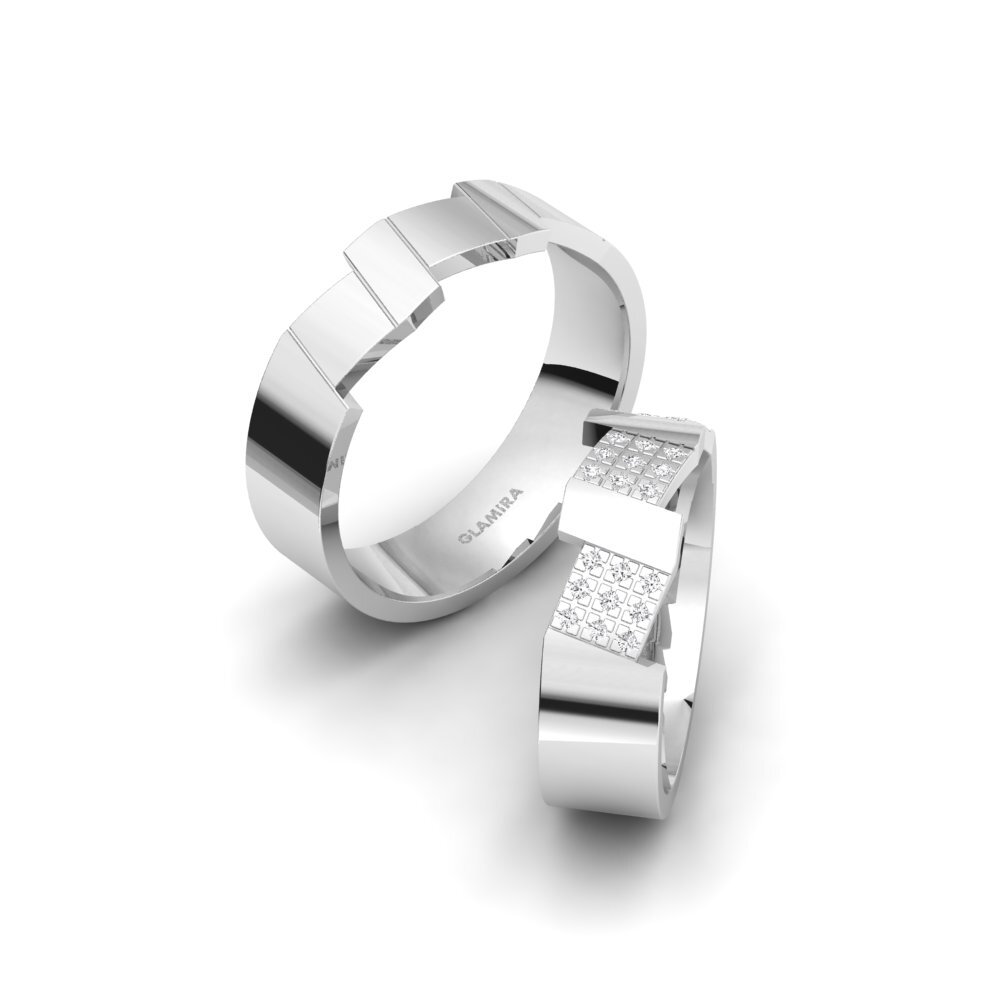 白色藍寶石 結婚戒指 Glamorous Shiny 6 mm