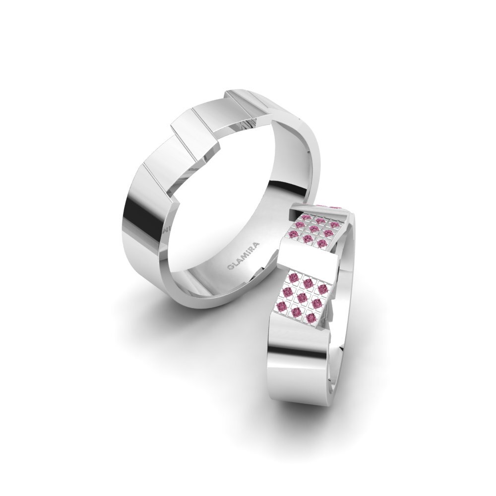 Rhodolite Garnet Wedding Ring Glamorous Shiny 6 mm