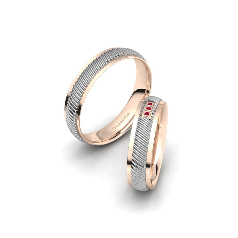 18K Rood & Wit Goud Robijn Trouwring Pleasant Elegance 5 mm