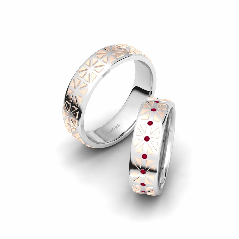 Ruby 14k Rose & White Gold Wedding Ring Spectacular Cover 6 mm