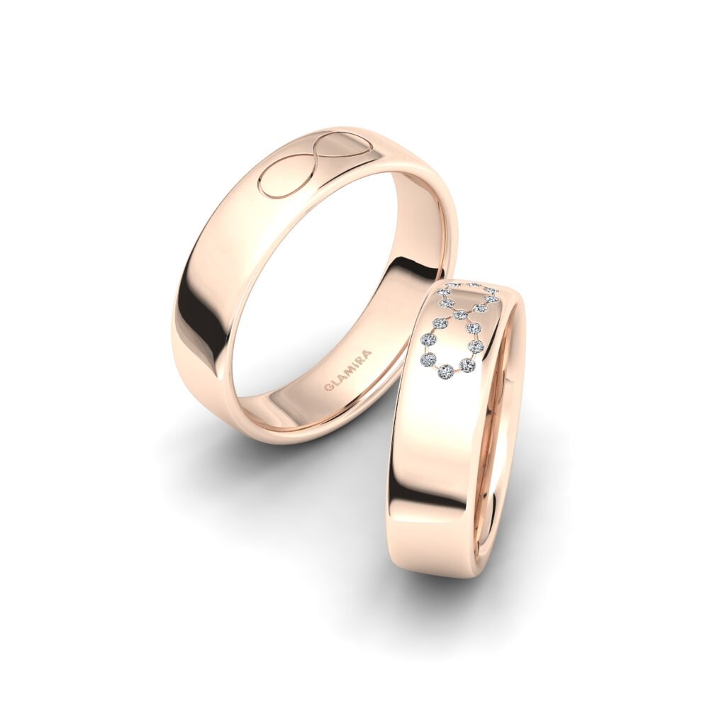 14k Oro Rosa Anillo de boda Spectacular Line 6 mm