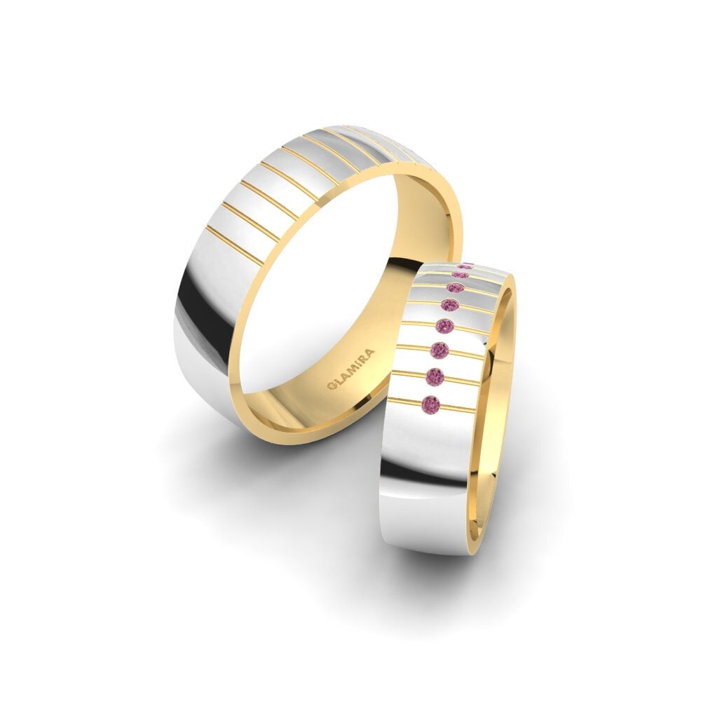 Granate Rhodolite Anillo de boda Winsome Charm 6 mm