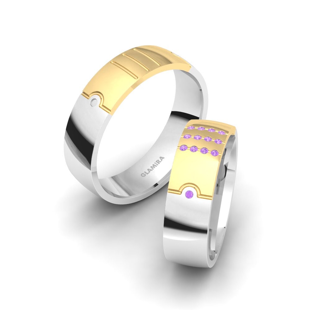 紫水晶 結婚戒指 Winsome Love 6 mm