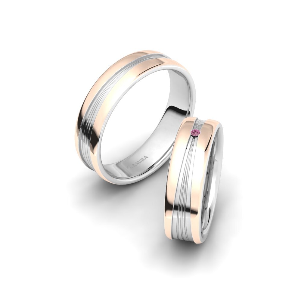 Rhodolite Garnet Wedding Ring Glamorous Flame 6 mm
