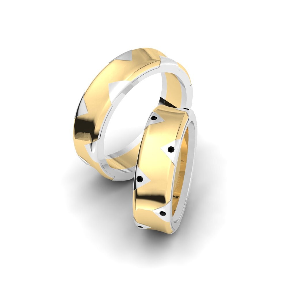 14k Yellow & White Gold Black Sapphire Wedding Ring Spectacular Sensational