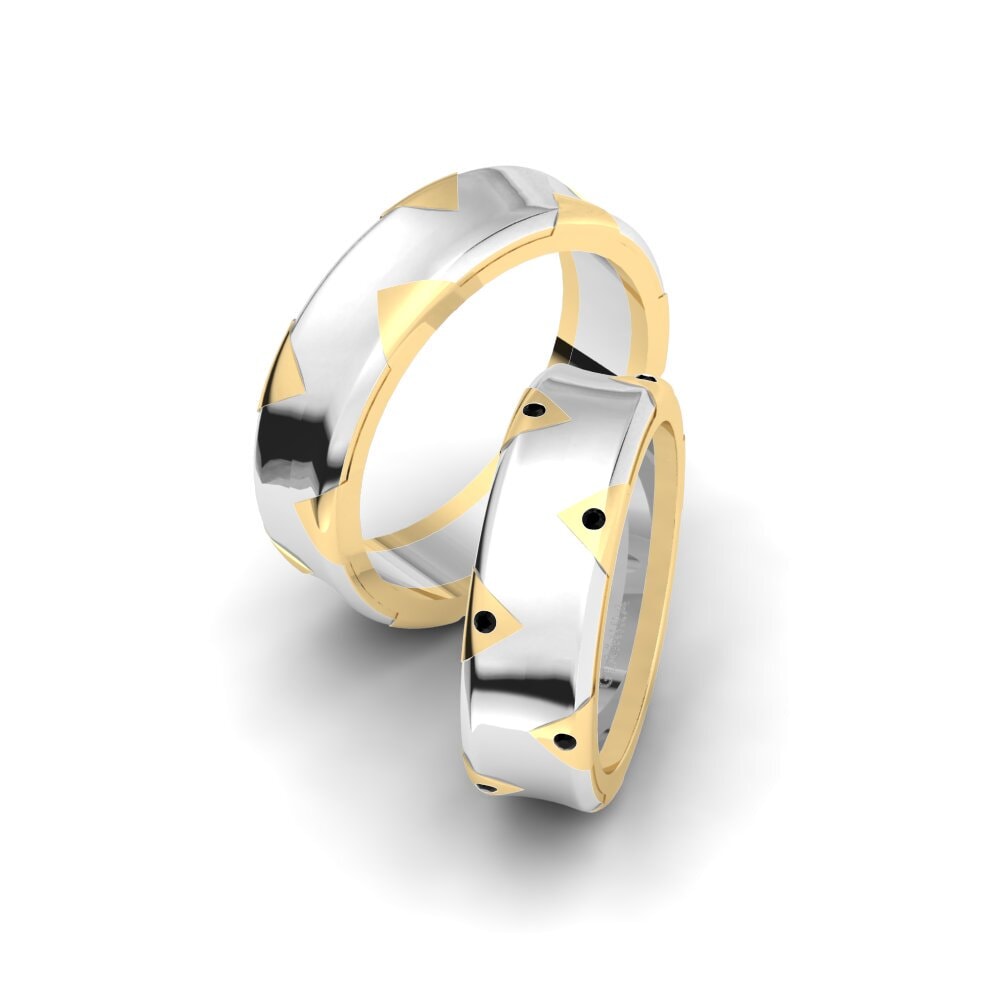 14k White & Yellow Gold Black Diamond Wedding Ring Spectacular Sensational