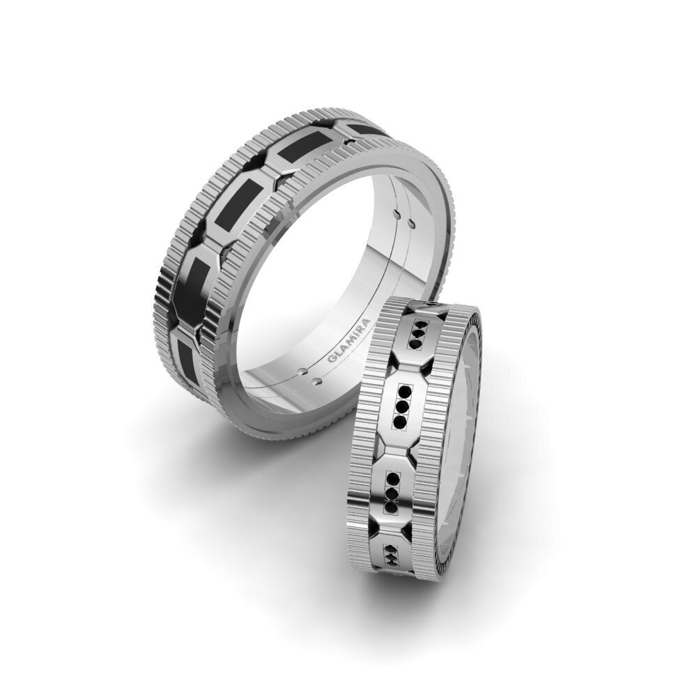 950 Palladium Black Diamond Wedding Ring Spectacular Speech 6 mm