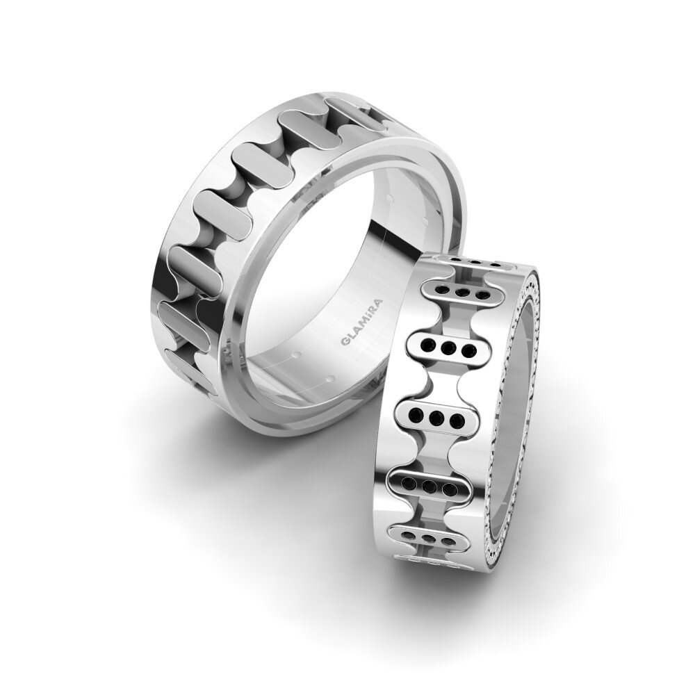 950 Palladium Black Diamond Wedding Ring Captivating River 8 mm