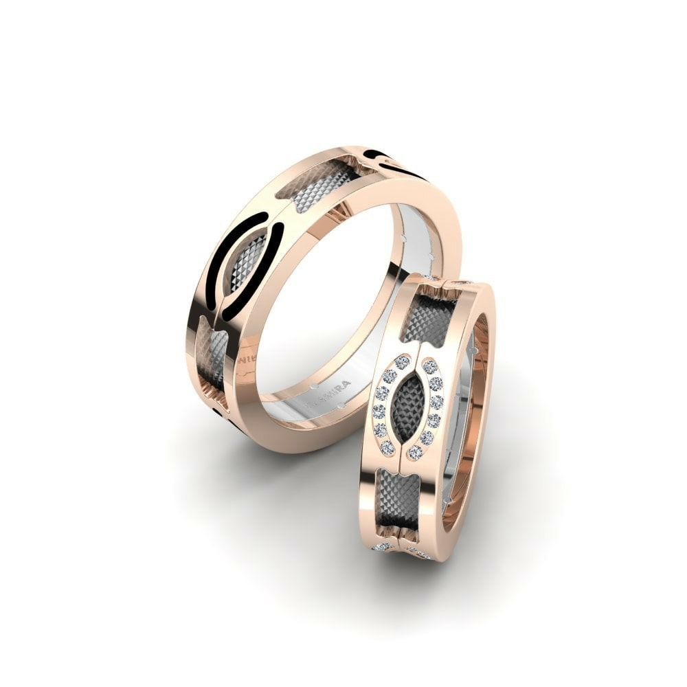 18k Rose & White Gold Wedding Ring Glamorous Elegance 6 mm