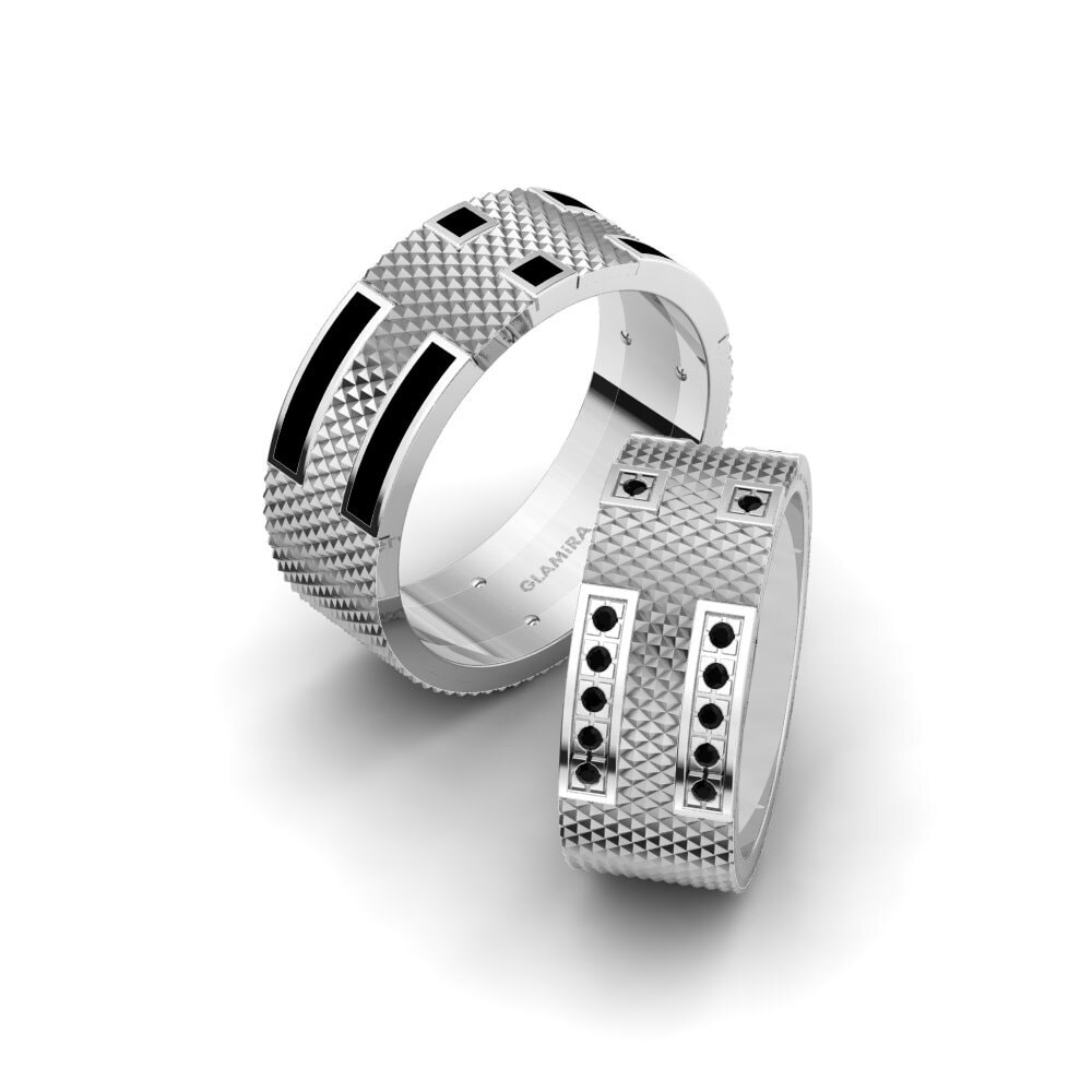 950 Palladium Black Diamond Wedding Ring Glamorous Passage 8 mm